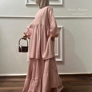 L'ensemble en Lin Tayma, Rose Poudré - 8ans