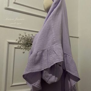 Khimar Layl à enfiler en Gaze de Coton Naturel Mauve